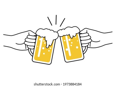 Beer Toast Vector Illustration Isolated On A White Background. Easy To Use Clipart Isolated On A White Background.