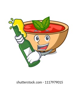 With beer tomato soup character cartoon