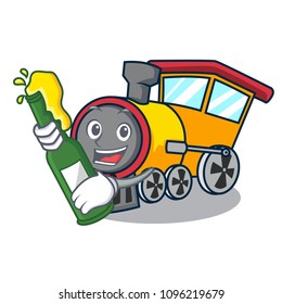 With beer train mascot cartoon style