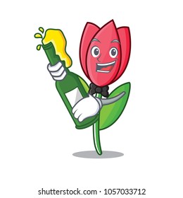 With beer tulip mascot cartoon style
