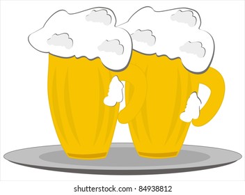 beer, two glasses vector icon