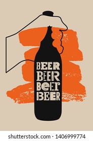 Beer typographic vintage grunge style poster. Retro vector illustration.