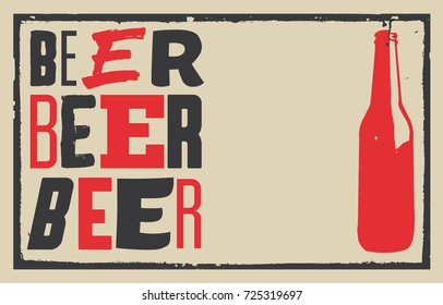 Beer typographical vintage style grunge poster. Retro vector illustration.