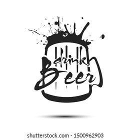 Beer typography. Beer logo template design. Grunge Style. Beer advertising. Vector  illustration