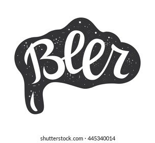 Beer typography. Beer text on the background of beer foam. Vector illustration.