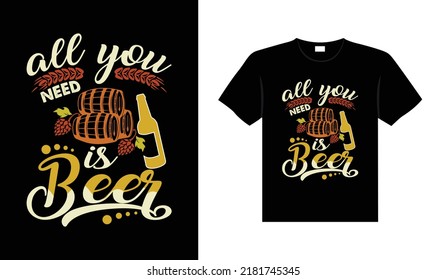 Tipografía de la cerveza vectorial ilustración vintage diseño de camiseta para impresión