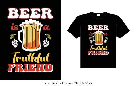 Tipografía de la cerveza vectorial ilustración vintage diseño de camiseta para impresión
