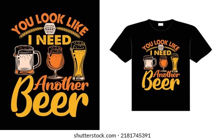 Tipografía de la cerveza vectorial ilustración vintage diseño de camiseta para impresión