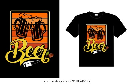 Tipografía de la cerveza vectorial ilustración vintage diseño de camiseta para impresión