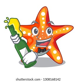 With beer underwater sea in the starfish mascot