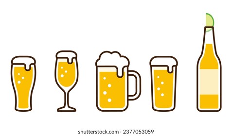 Beer in various kinds of glasses