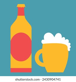 Cerveza. Vector. Icono de alcohol. Estilo plano. Se puede utilizar para el menú de restaurantes, cubierta, embalaje.