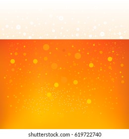 Beer vector background. Appetizing beer with foam and bubbles vector template for the pub