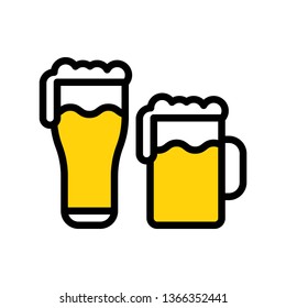 Beer vector, Beverage filled style icon editable stroke