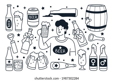 Beer vector doodle illustration isolated background