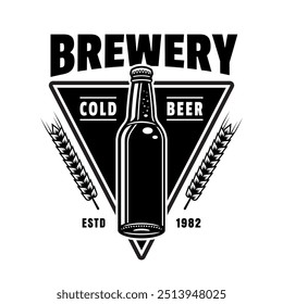 Beer vector emblem, label, badge in monochrome vintage style isolated on white background