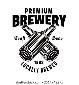Emblema de Vector de cerveza, etiqueta, insignia en estilo vintage monocromo aislado sobre fondo blanco