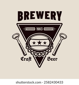 Beer vector emblem, label, badge in monochrome vintage style isolated on light background