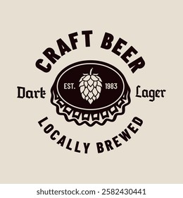 Beer vector emblem, label, badge in monochrome vintage style isolated on light background