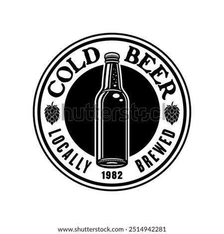 Beer vector emblem, label, badge in monochrome vintage style isolated on white background