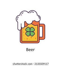 Beer Vector Filled Outline Icon Design illustration. St Patrick's Day Symbol on White background EPS 10 File