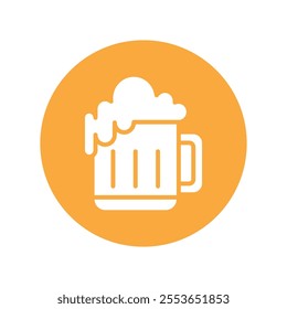 Beer vector gylph Circle Icon. Eps 10 file