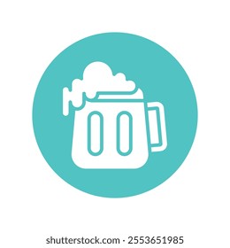 Beer vector gylph Circle Icon. Eps 10 file