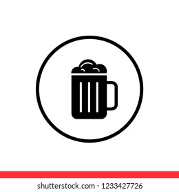 Beer vector icon, drink symbol. Simple, flat design for web or mobile app