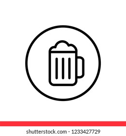 Beer vector icon, drink symbol. Simple, flat design for web or mobile app