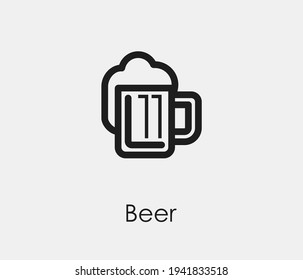Beer vector icon.  Editable stroke. Linear style sign for use on web design and mobile apps, logo. Symbol illustration. Pixel vector graphics - Vector