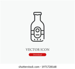 Beer vector icon.  Editable stroke. Symbol in Line Art Style for Design, Presentation, Website or Apps Elements. Pixel vector graphics - Vector