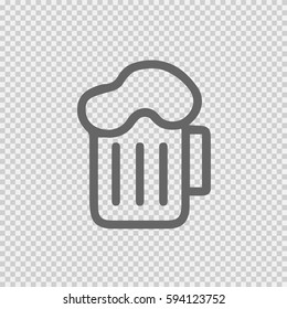 Beer vector icon EPS 10. Mug of beer simple isolated logo symbol on transparent background.