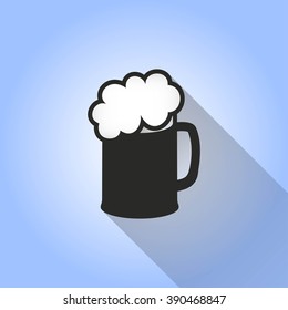 Beer   vector icon with long shadow.  Illustration  for graphic and web design.