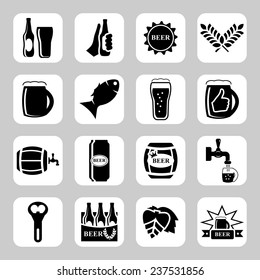 Beer vector icon set - bottle, glass, pint