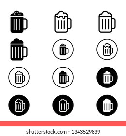 Beer vector icon set, drink symbol. Simple, flat design for web or mobile app