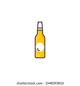 Beer vector icons. Bottle, glass, pint. Beer icon thin line for web and mobile, modern minimalist flat design. Beer bottle. Icon with reflection on white background stock illustration