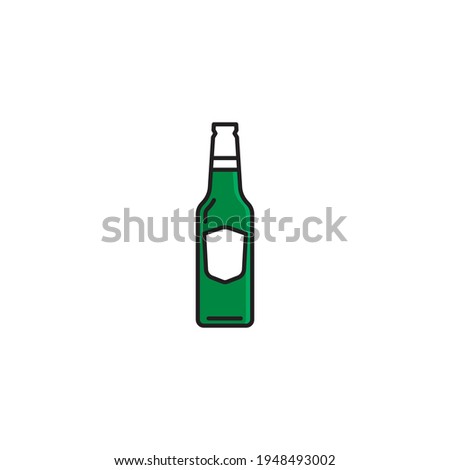 Beer vector icons. Bottle, glass, pint. Beer icon thin line for web and mobile, modern minimalist flat design. Beer bottle. Icon with reflection on white background stock illustration