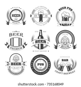 Beer vector icons for brewery bar pub or product labels