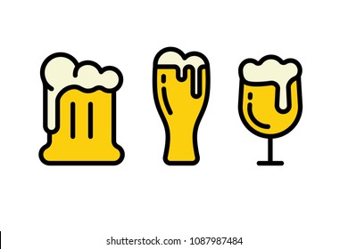 beer vector icons collection