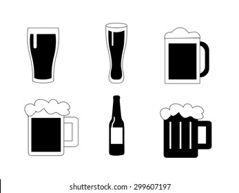 Beer vector icons set 