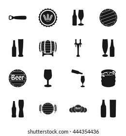 Beer vector icons set bottle, glass, pint