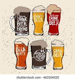 beer. vector illustration. Handmade. Hand draw. Bottled beer. Beer is unfiltered. Beer light. Beer dark. Beer red.