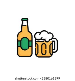Ilustración vectorial de cerveza aislada en fondo blanco. Icono de cerveza