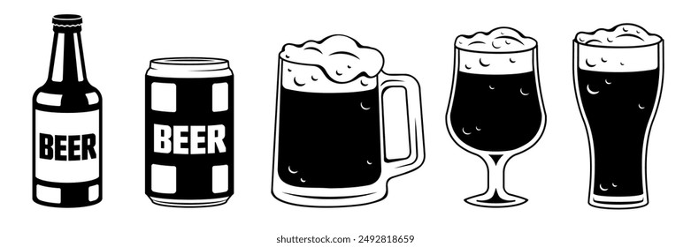 Vector de cerveza. Silueta de ilustración de cerveza.