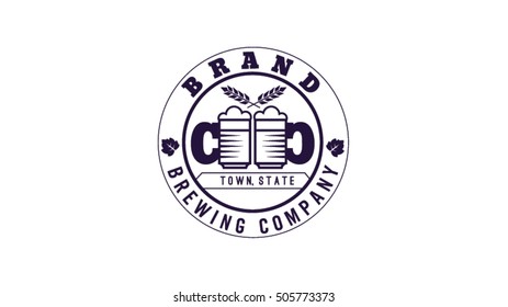 Beer vector logo design template. Brewery logo. Beer pub sign (symbol, icon, emblem, label)