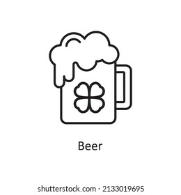 Beer Vector Outline Icon Design illustration. St Patrick's Day Symbol on White background EPS 10 File