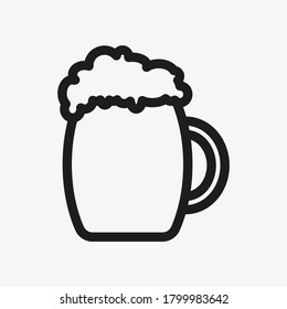 Beer vector outline icon. Glass of beer illustration isolated on white background.