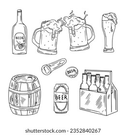 beer vector sketch. illustration for design, decoration, product packages and interior decoration. line art	