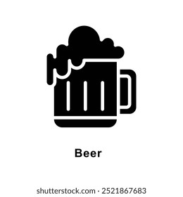 Vetor de cerveja Icone sólido ilustração estilo. Símbolo no plano de fundo branco EPS 10 Arquivo