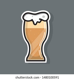 Beer. Vector sticker of alcohol drink.